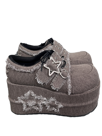 Denim Subculture Hot Girl Chaussures Plateforme Star