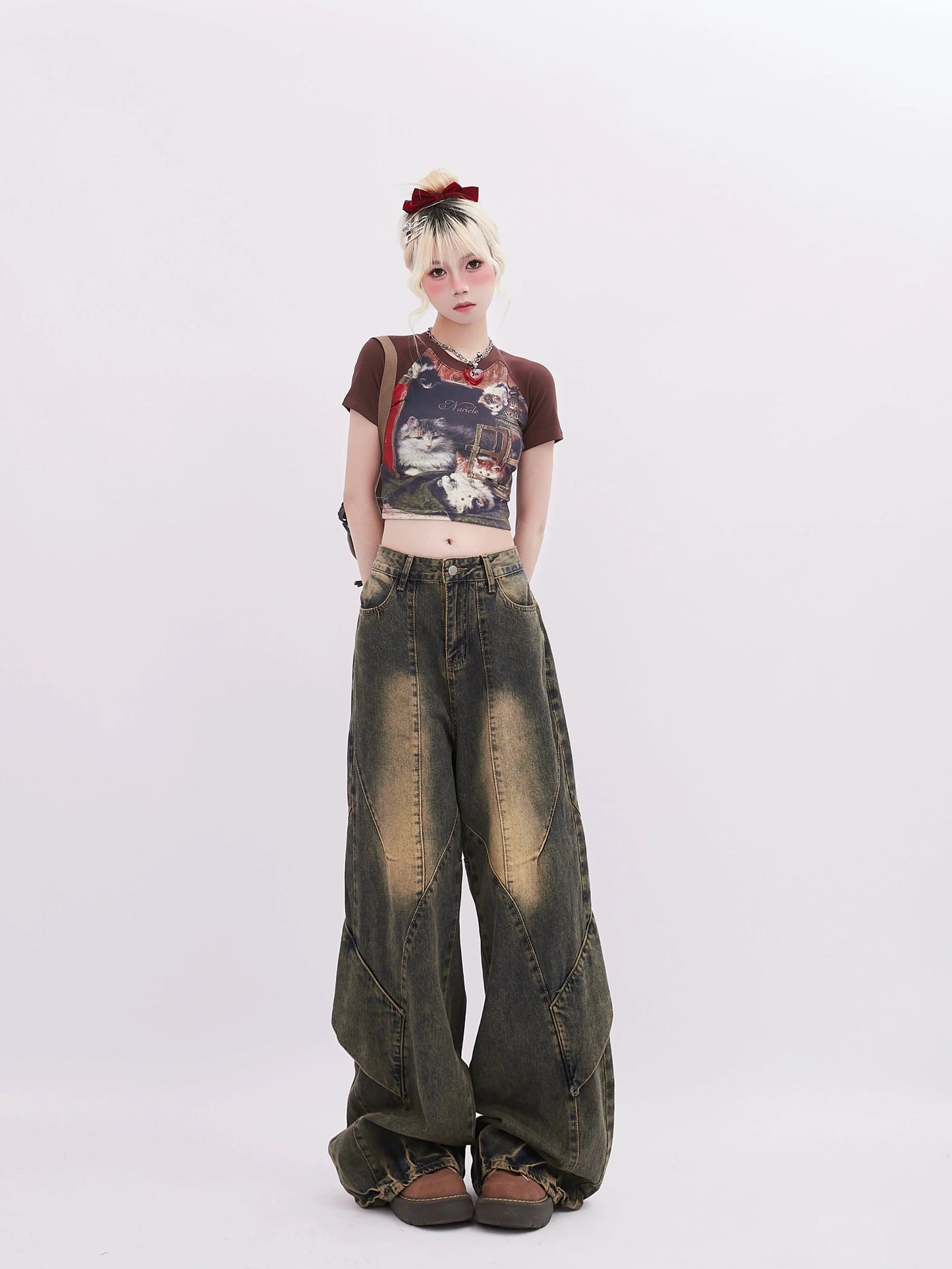 Pants Damaged Osh Wide-Loose Denim