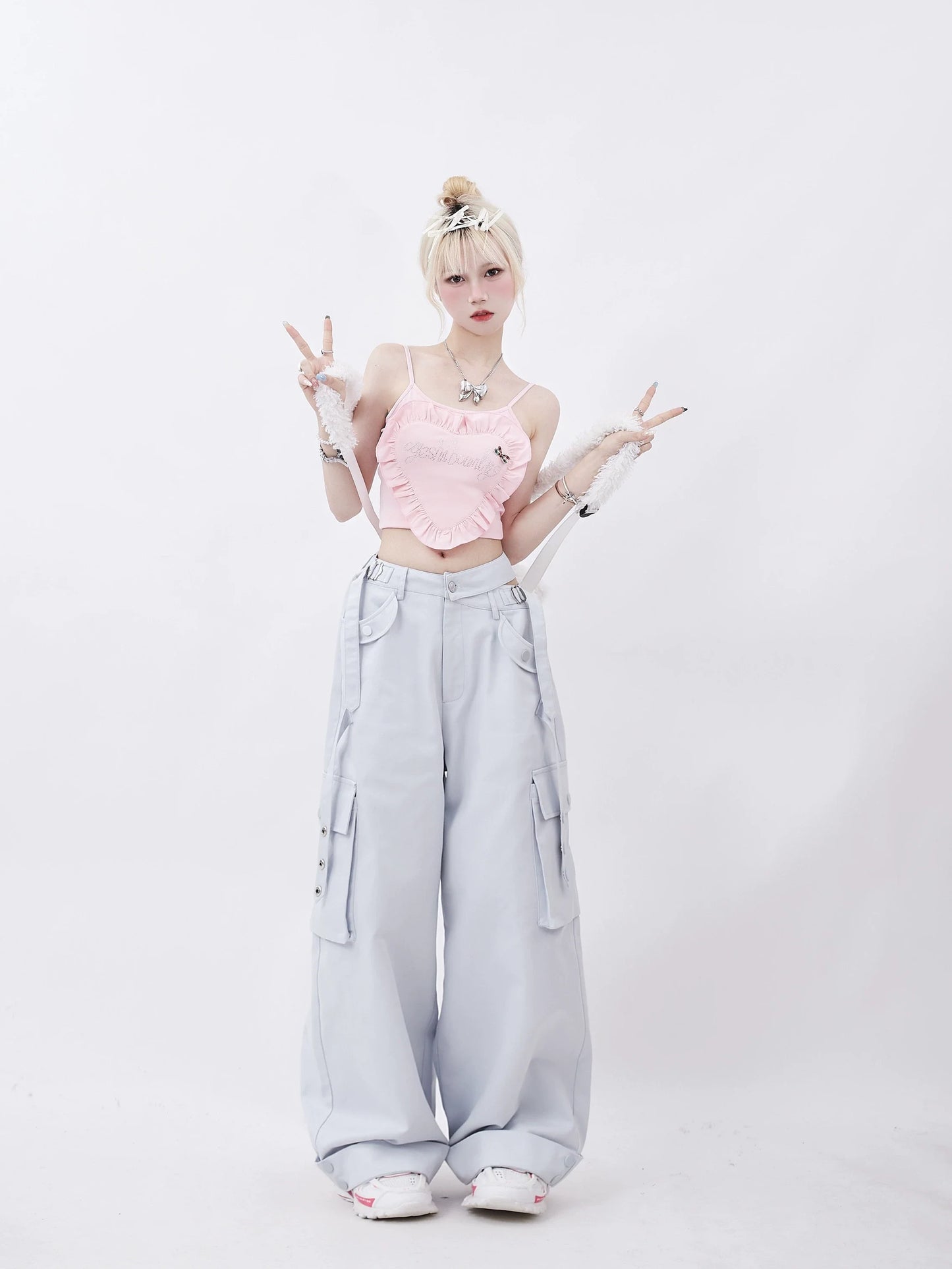 Pocket Pants Wide Blue Light Side