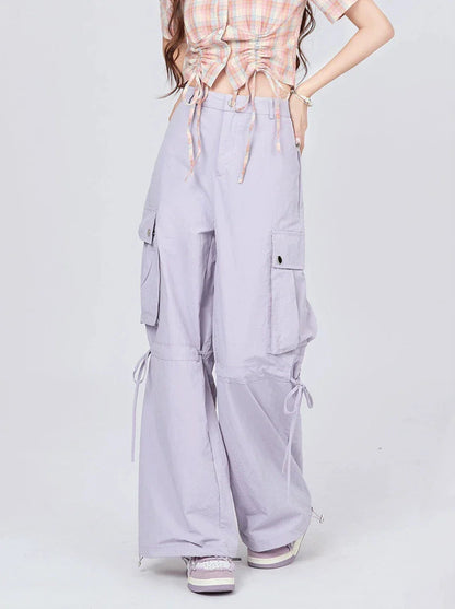 Drawstring Pants Strap Loose Cargo