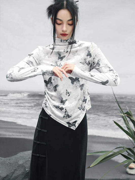 Haut papillon slim asymétrique Mode