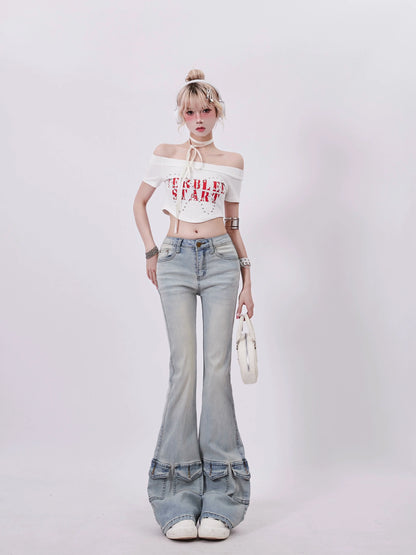 Off-Shoulder Logo American Top Short