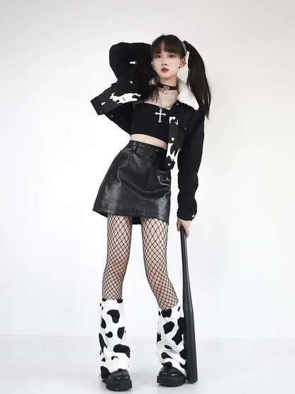 Veste courte en jean style cow-boy