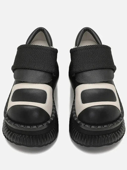 Platform Casual Shoes Leather Velcro