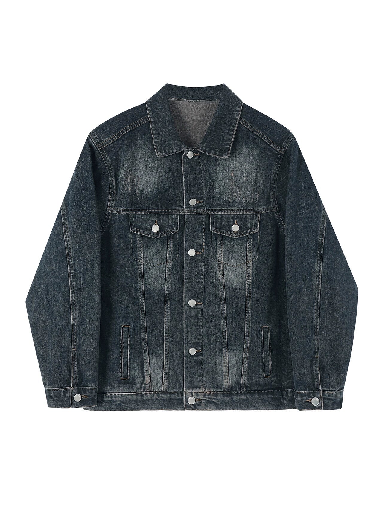 Veste américaine délavée en denim nostalgique ample et rétro