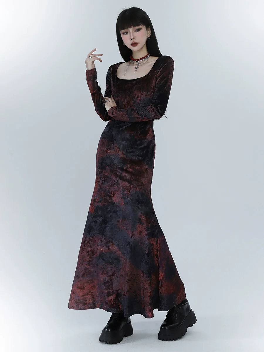 Dress Mode Girl Fishtail Ghost Dark Velvet