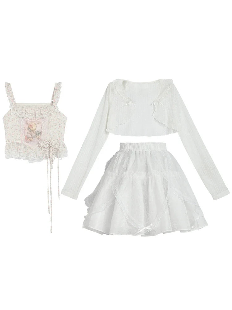 Tutu Spitze Fee Prinzessin Jacke Kurz Camisole Märchen Blumenrock