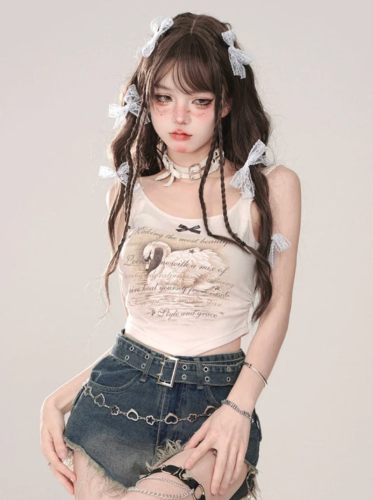 Cookie Moose Top Swan Slim Sleeveless Suspender