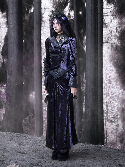Gothic Samtkragenjacke im europäischen Luna Slim Stand