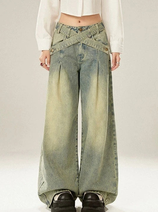 Pantalon ample Osh à taille large croisée