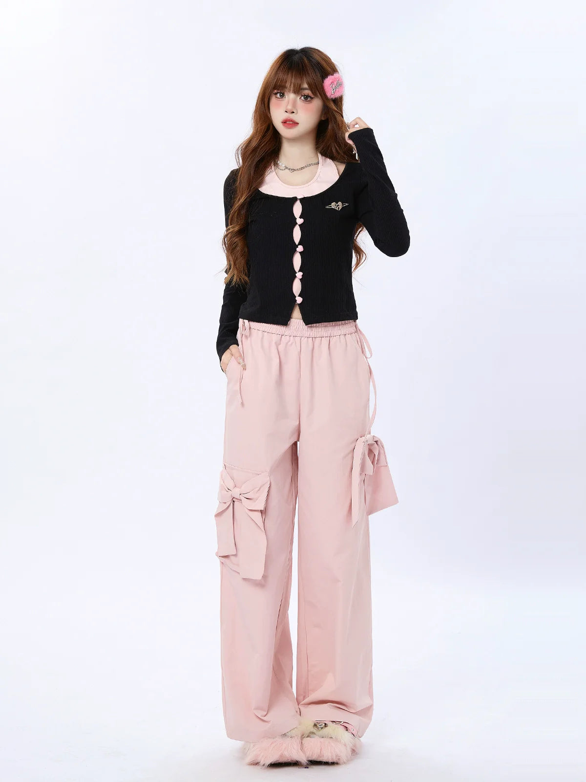 Two Love Cardigan Button Piece Faux