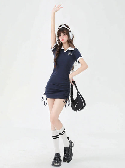 Robe universitaire de style américain avec cordon de serrage et revers