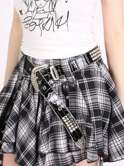 カバーラインストーンデニム+スカートベルト+ケーキブラックレッグチャックチュチュイレギュラー