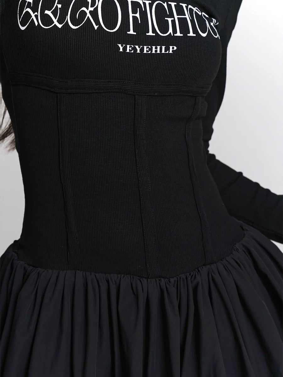 Letter Girl Dress Little Ghost Black
