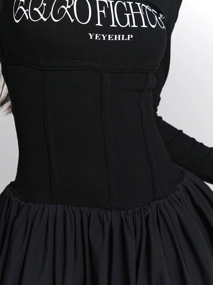 Letter Girl Dress Little Ghost Black