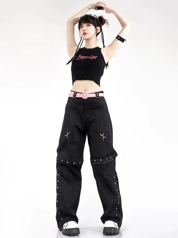Pink Summer Black Mode Pants
