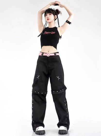 Pink Summer Black Mode Pants