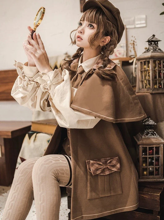 Retro Detective Wool Cloak Jacket