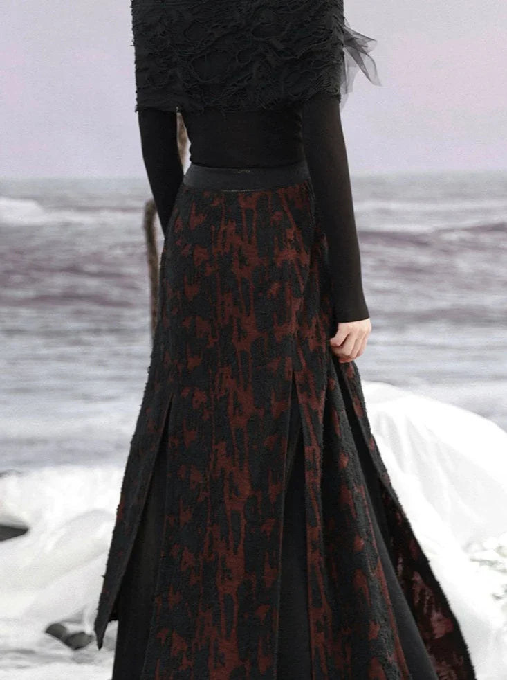 Patchwork Dark Skirt Retro Knit