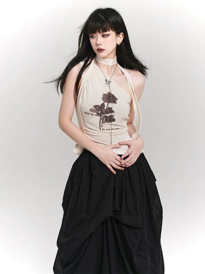 Dark Flower Neck Design Top