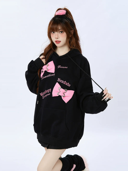 Bag Oversized Ribbon Loose Top Hooded