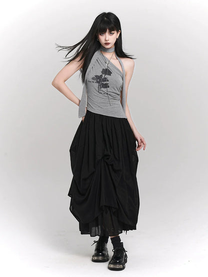 Dark Flower Neck Design Top