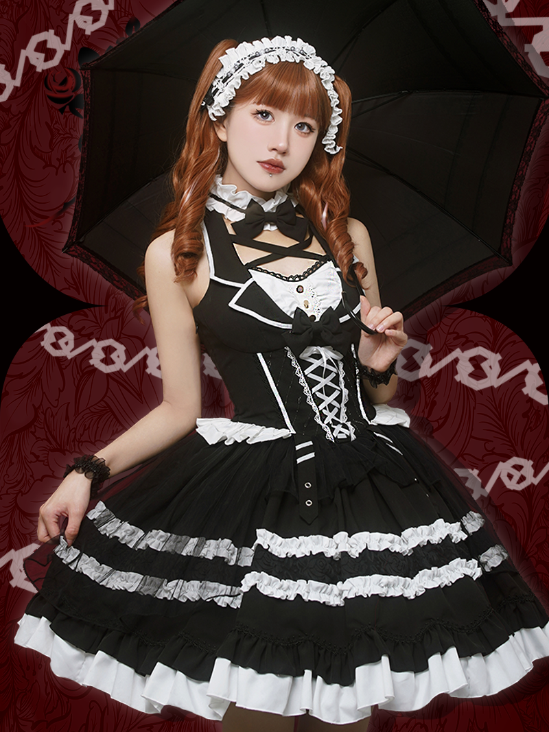 White Elegant Black Magic Dress Doll Antique