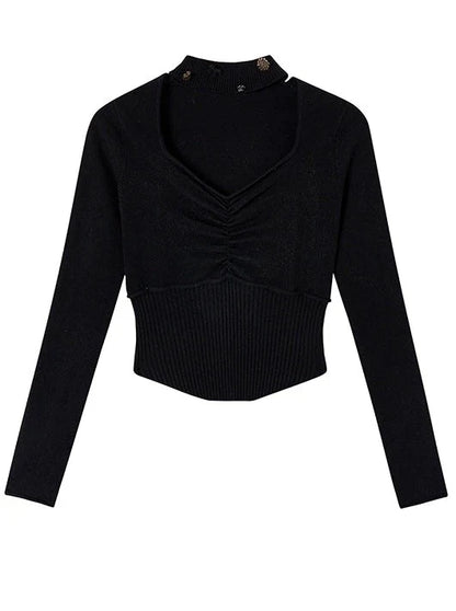 Neck Neck Waist Slim Halter Square Top