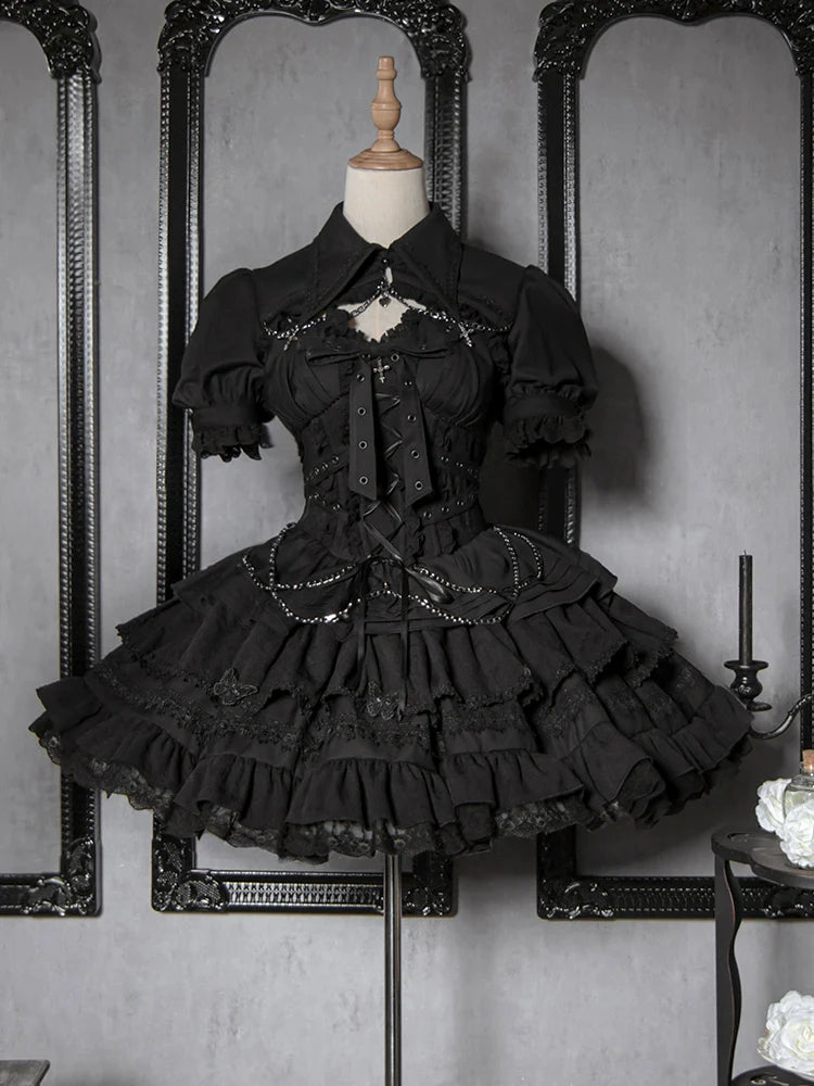 Veste boléro élégante à manches bouffantes style gothique Lolita