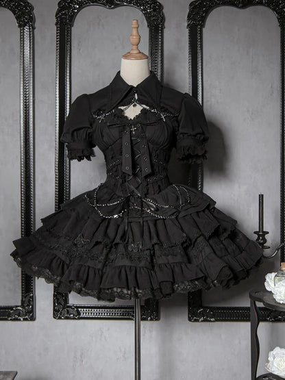 Veste boléro élégante à manches bouffantes style gothique Lolita