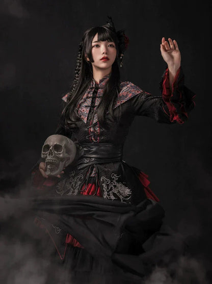 China Lolly Tago Gothic Cape + Long Jacket + Camisole + Skirt + West Band
