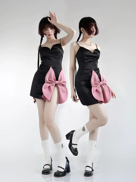 Bow Big Dress Tight Cami Slit