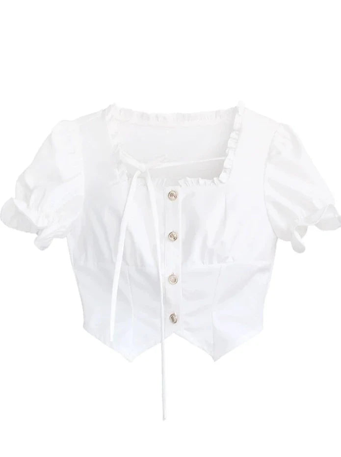 Cake Blouse Top + Sleeve Skirt Puff Ruffle
