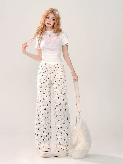 Loose Ribbon Cool Casual Pants