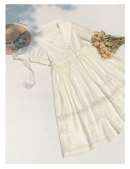 Belt Dress Rose + Skirt Over Tulle Sailor Color + Natural Fairy Collar Embroidery