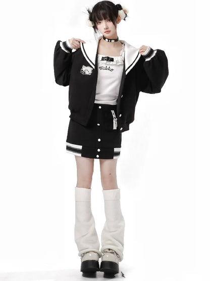 Starley Sea La Color Eradry Baseball Jacket Skirt Suit
