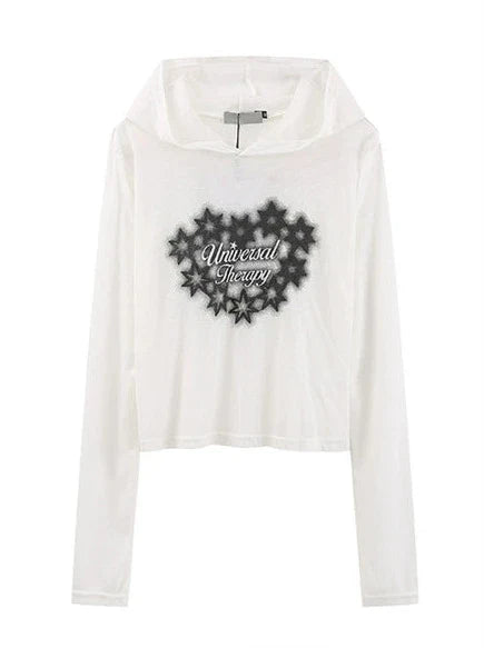 Sweat à capuche long imprimé T Star transparent