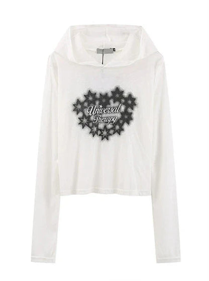 Sweat à capuche long imprimé T Star transparent