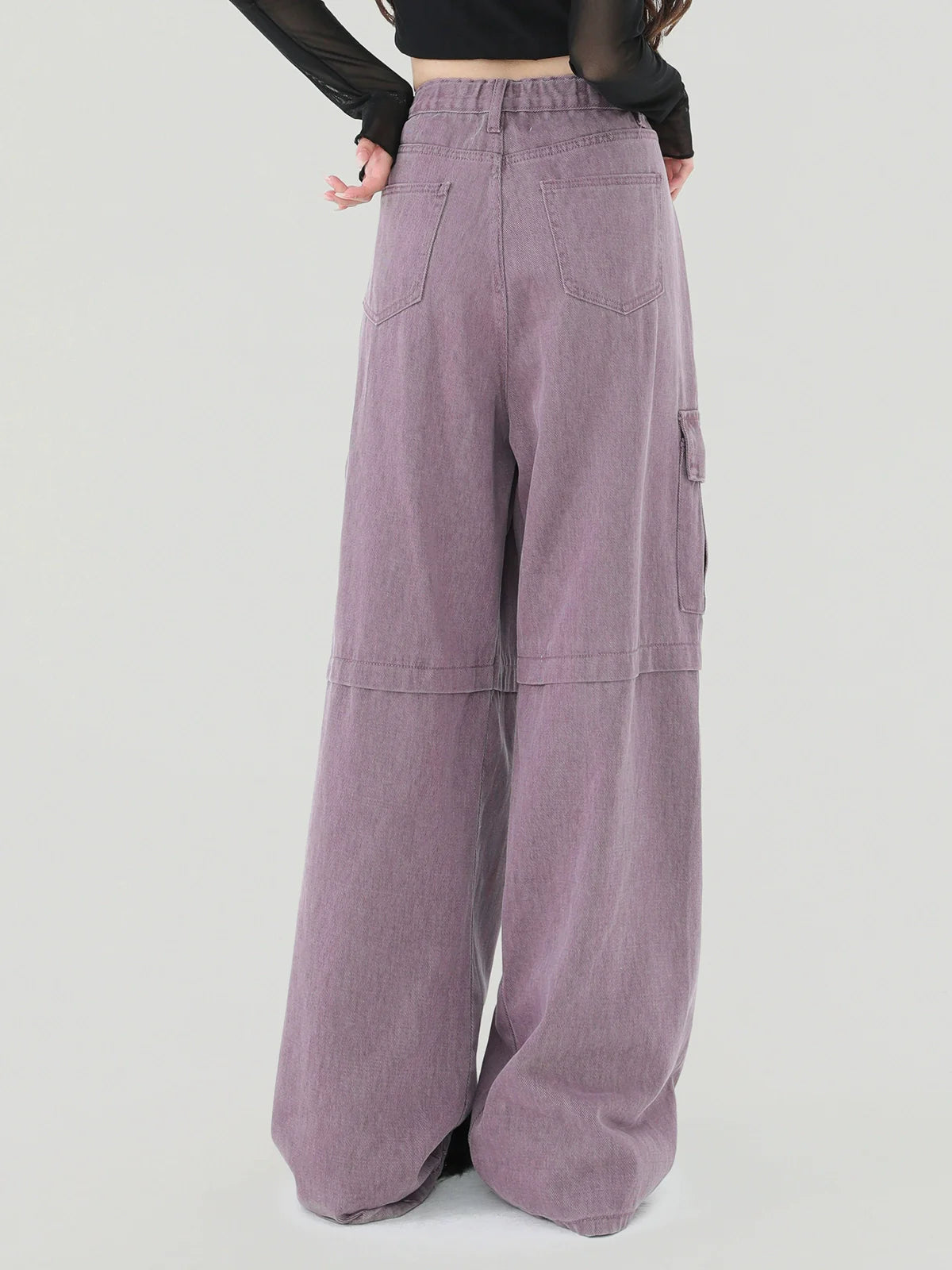 Purple American Cargo Denim Pants Retro