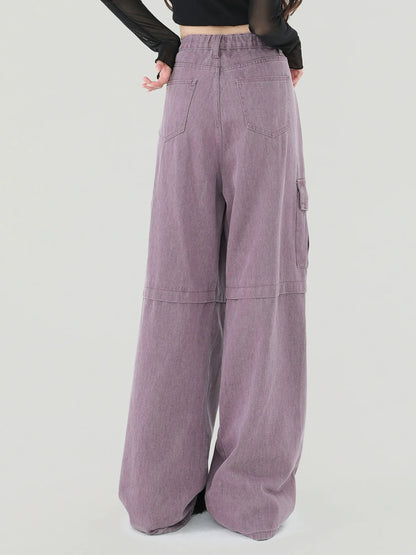 Purple American Cargo Denim Pants Retro