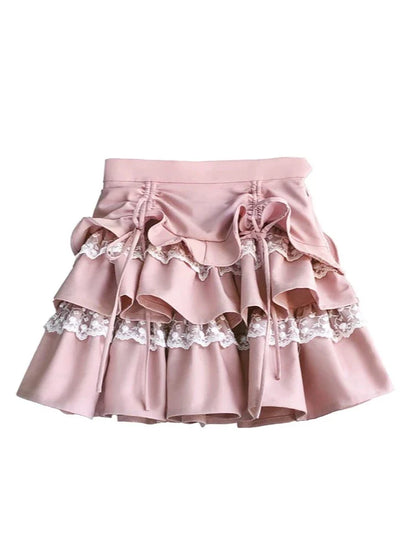 Sleeve + Skirt Cake Square Lace Top Ruffle Neck Puff
