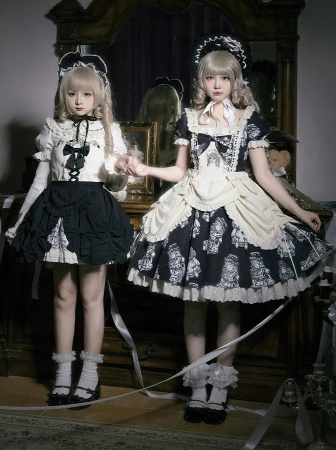 Ensemble de robe de nuit brodé de poupées imprimées