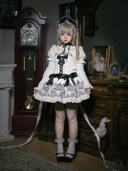 Ensemble de robe de nuit brodé de poupées imprimées