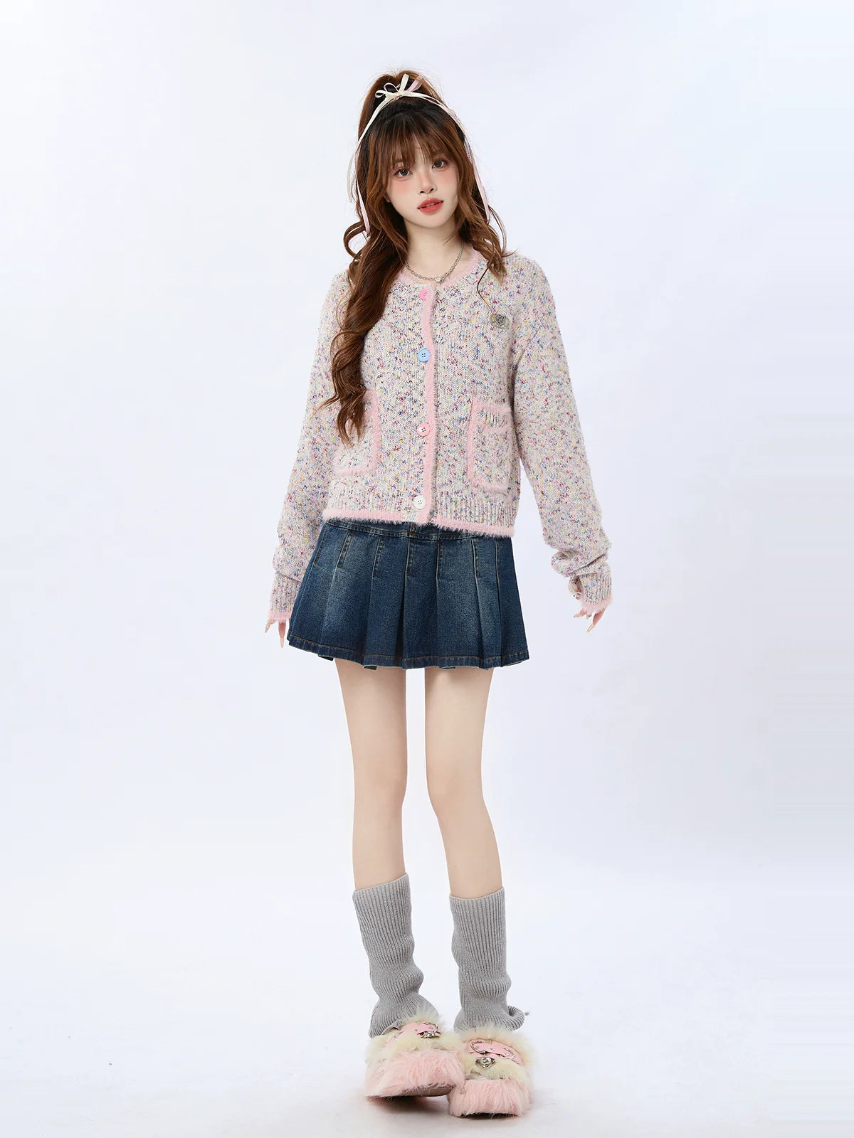 Colorful Knit Short Cardigan Korean