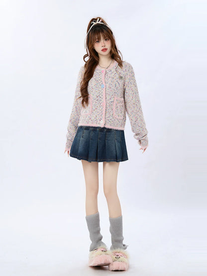 Colorful Knit Short Cardigan Korean
