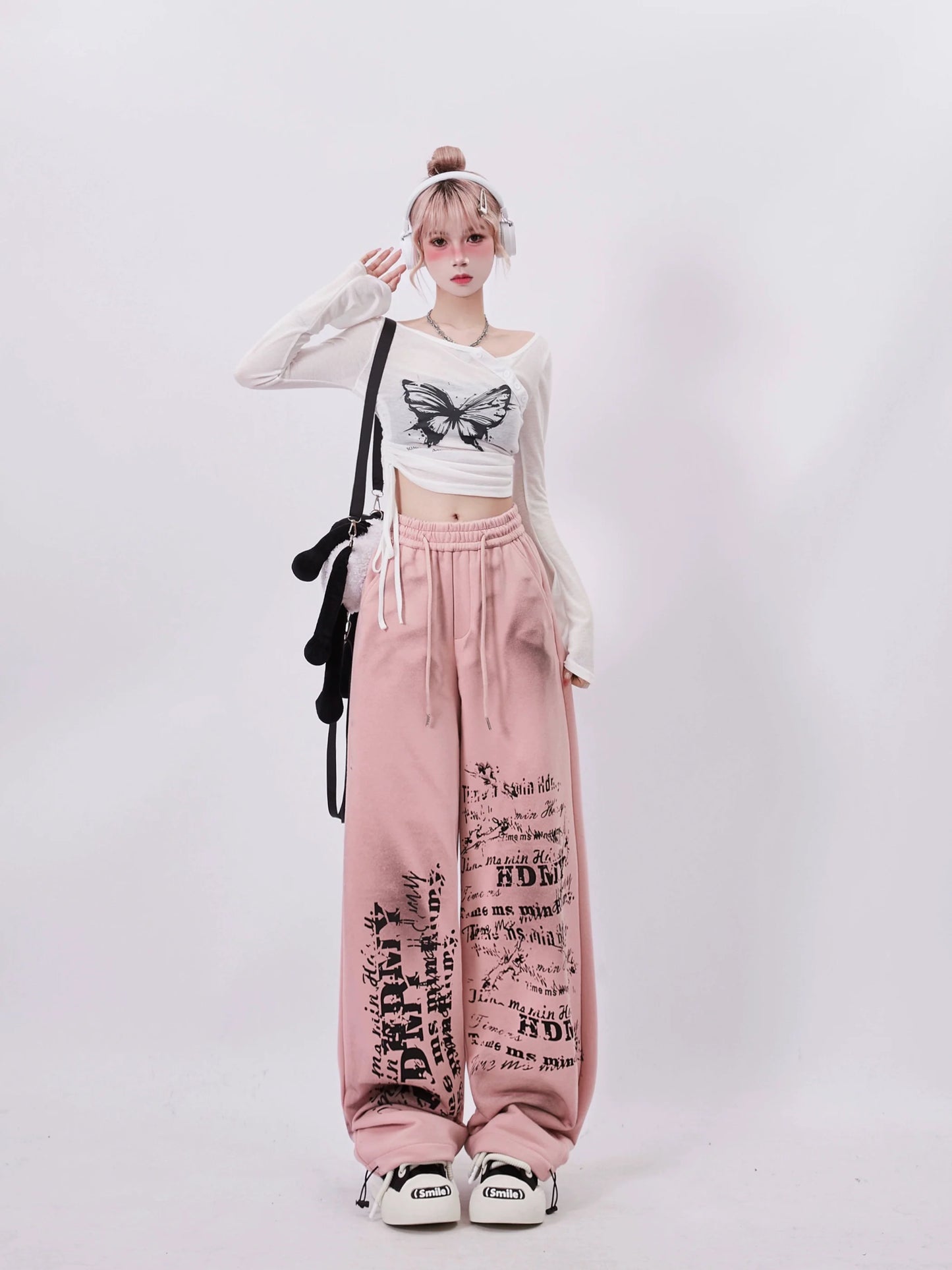Top Butterfly Short Y2K Shirring