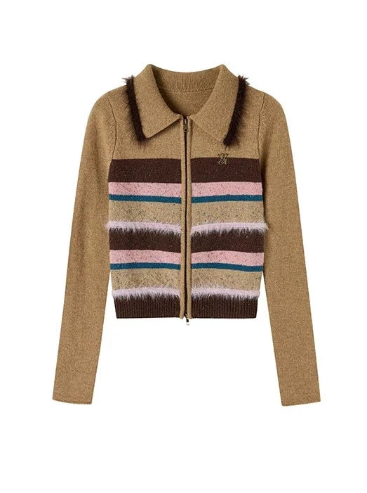 Colorful Striped Knit Cardigan