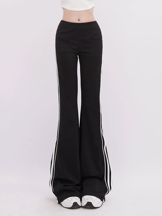Side Slim Stripe Flared Pants Mode
