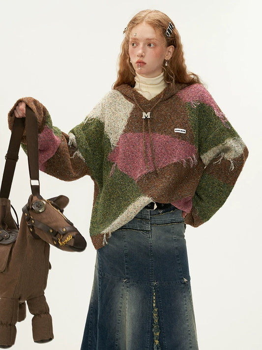 Kapuzenpullover in Retro-Block-Optik