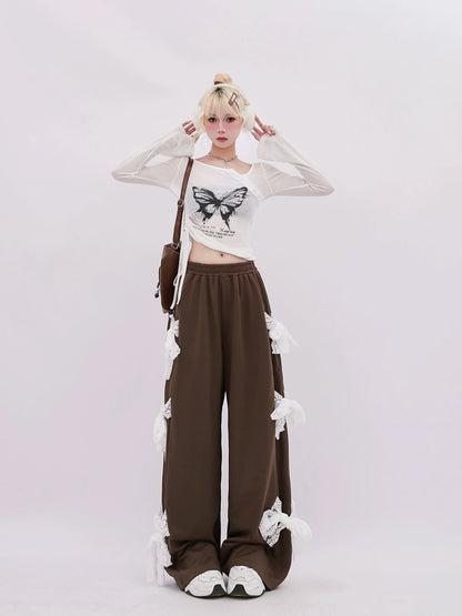 Sweatpants Bow Girly Side Wide